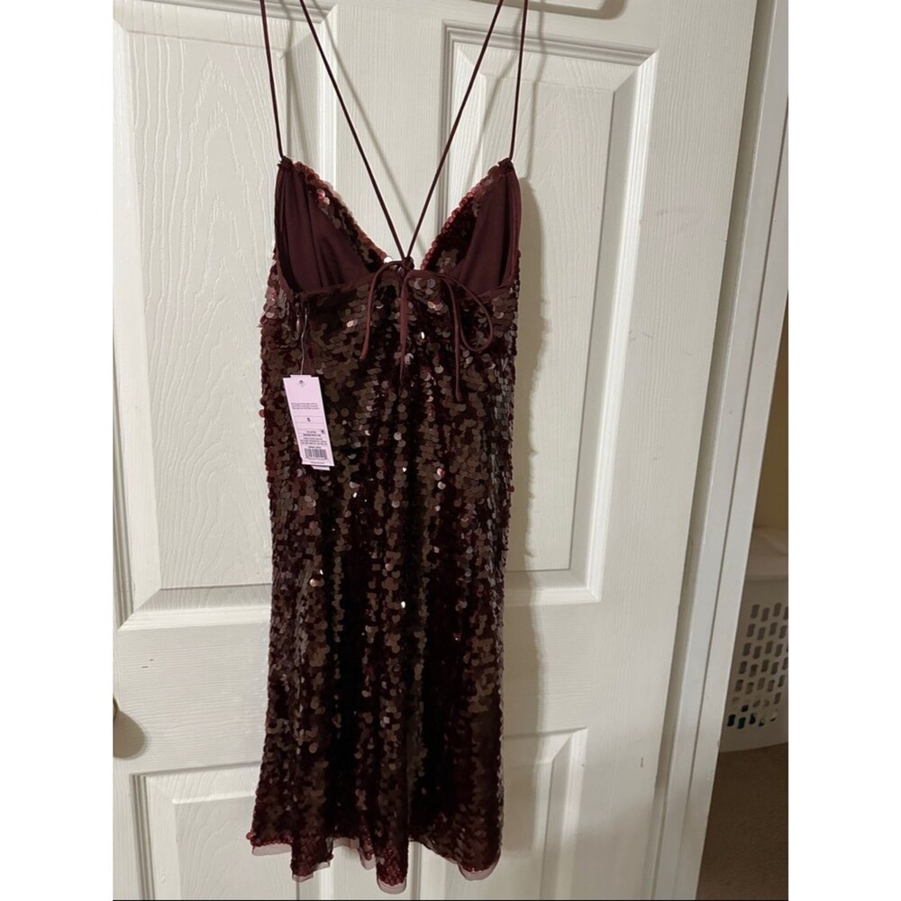 wild fable Burgundy Sequin Cowl Midi Dress - Picture 2 of 5